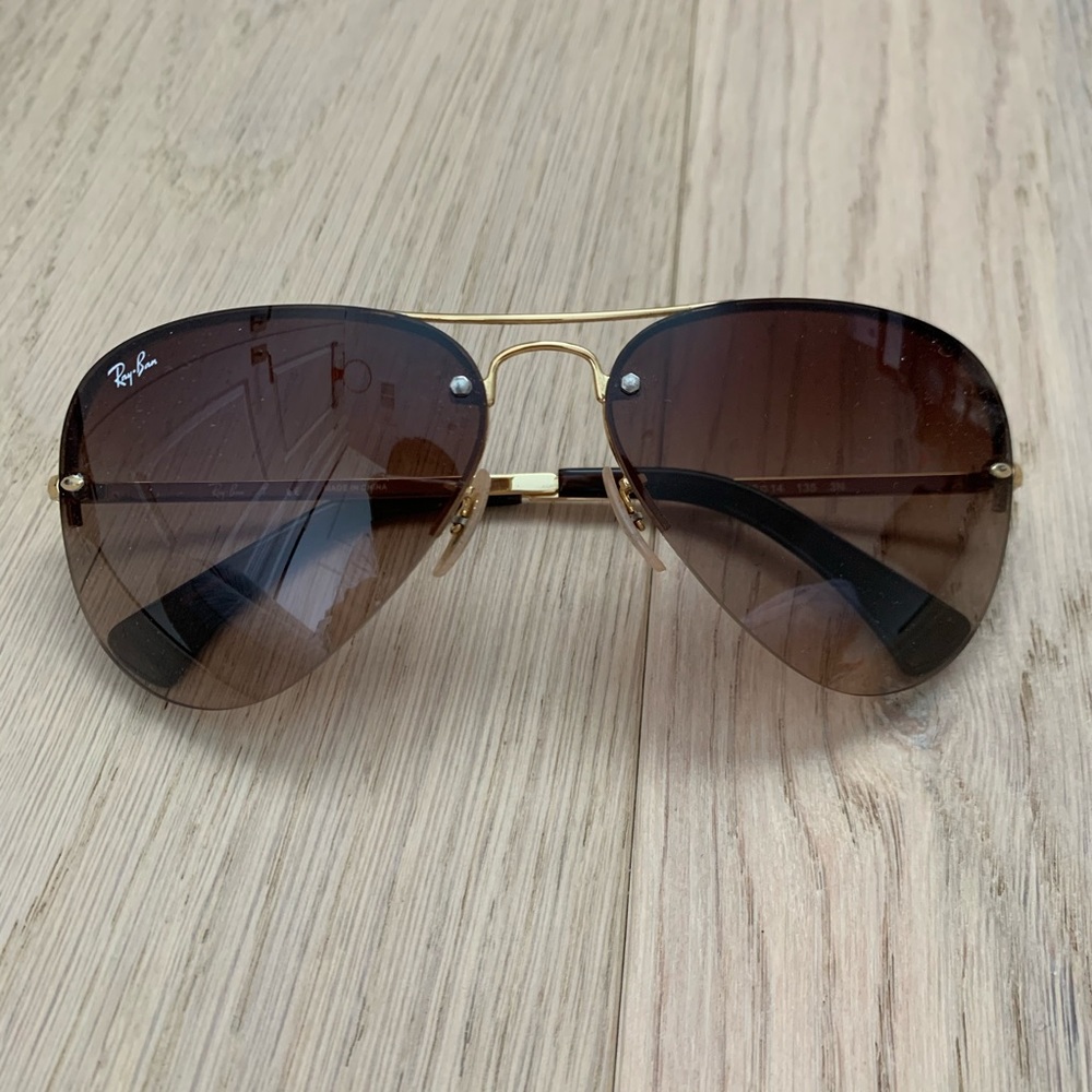 Ray-Ban Pilot Brown Gold Gradient Lens Sunglasses